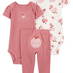 Conjunto de 3 piezas - pequeños personajes - manzana