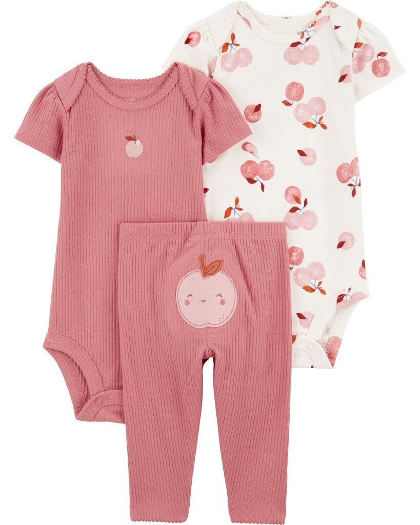 Conjunto de 3 piezas - pequeños personajes - manzana