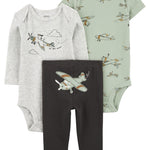Conjunto de 3 piezas pañalero y pantalón - Avión