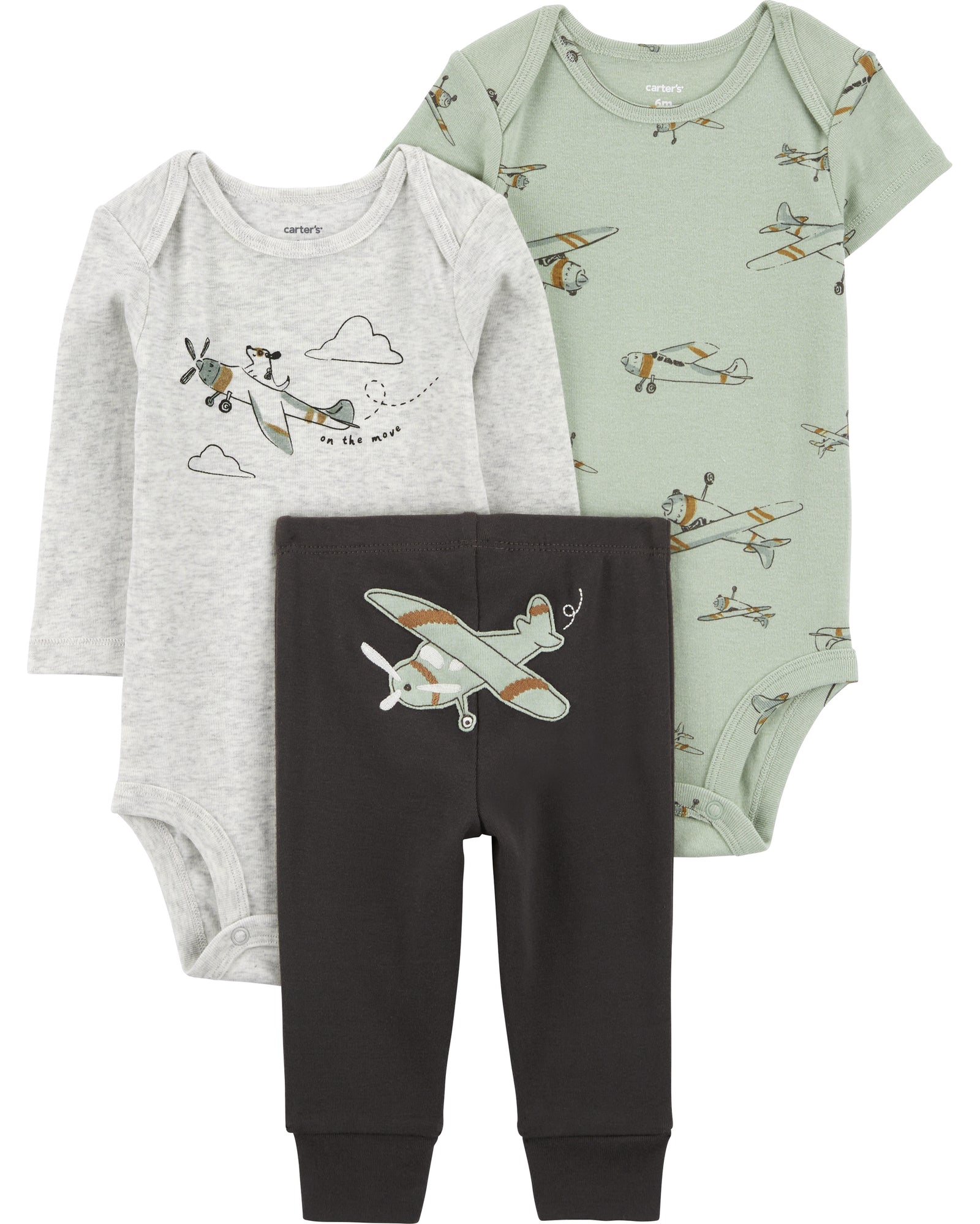 Conjunto de 3 piezas pañalero y pantalón - Avión