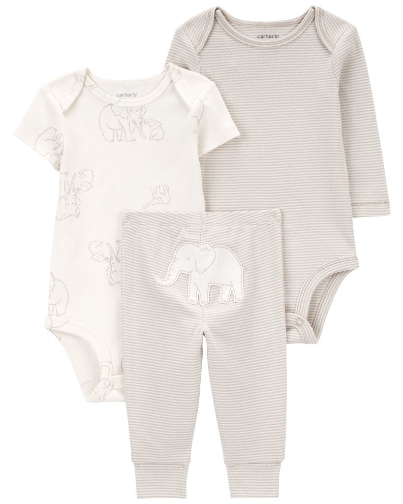 Conjunto de 3 piezas - pequeños personajes - elefante
