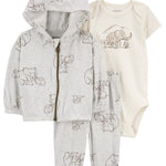 Conjunto de 3 piezas con chaqueta - Elefantes - Gris