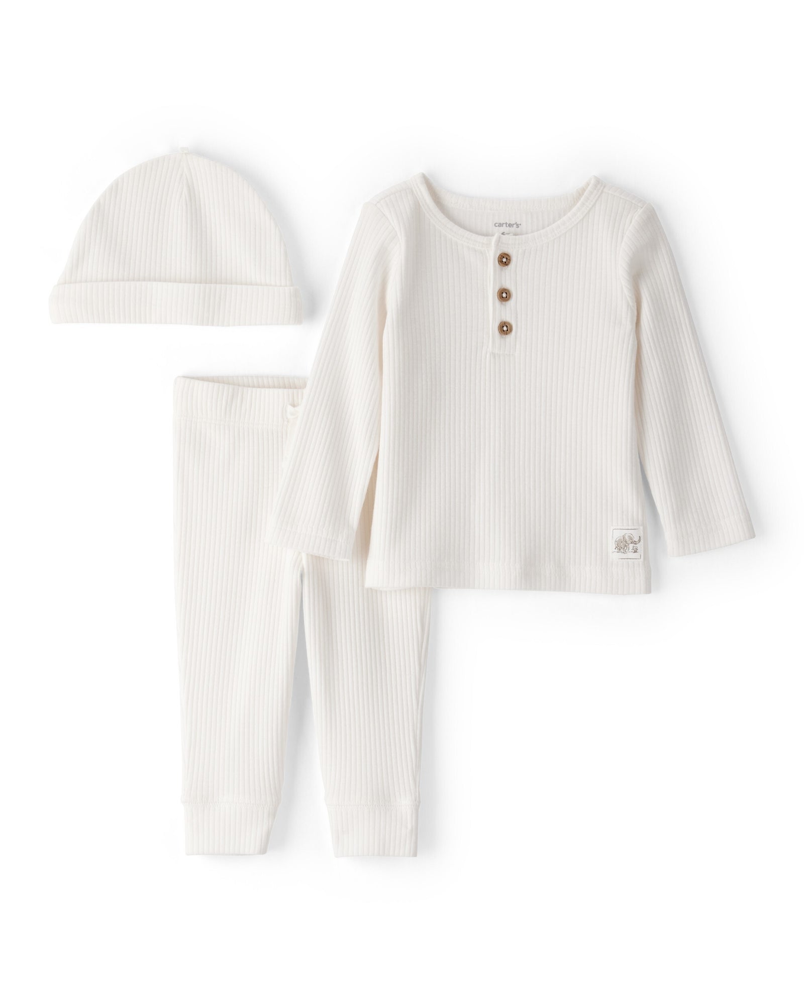 Conjunto de 3 piezas con tejido de punto calado - Blanco