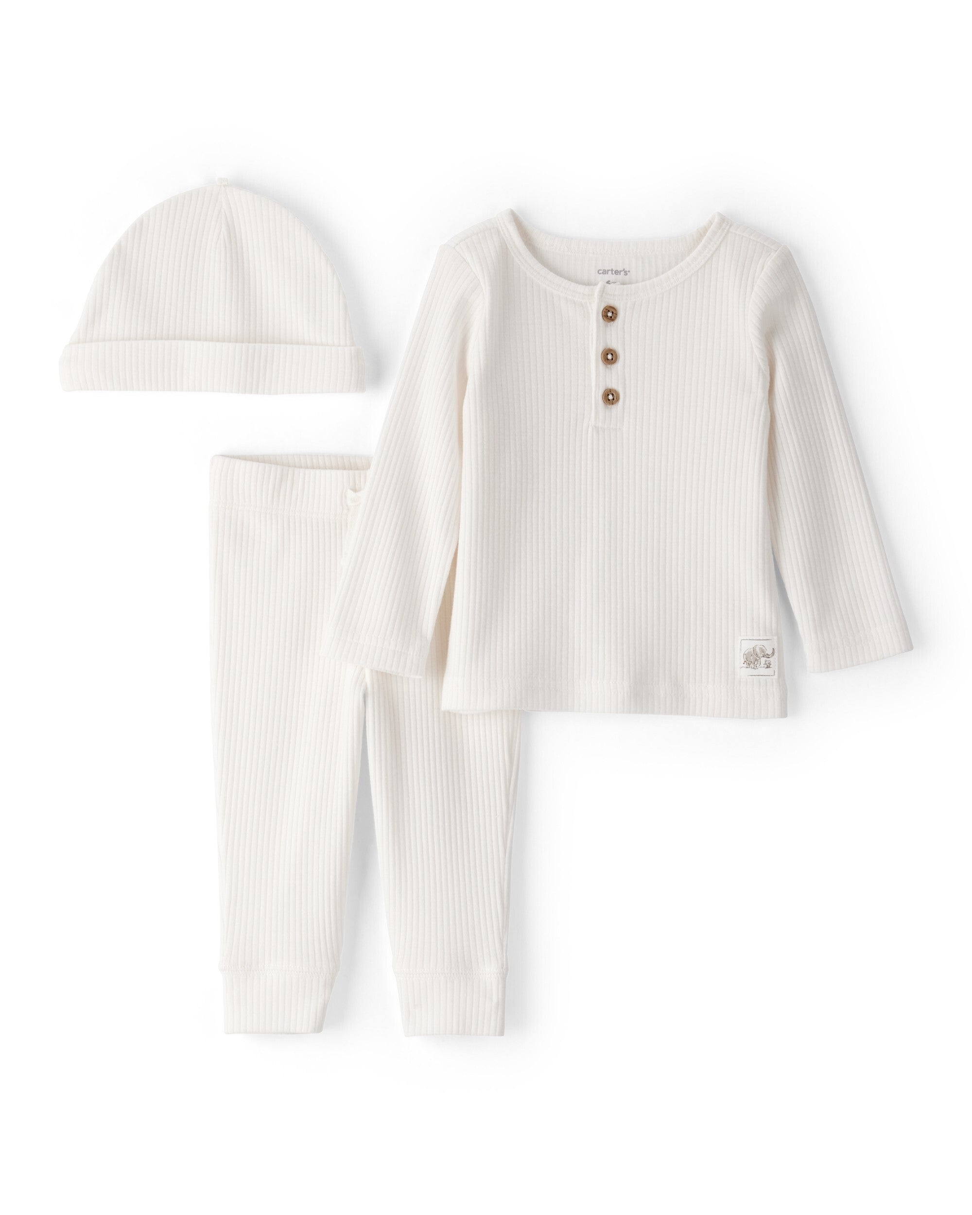 Conjunto de 3 piezas con tejido de punto calado - Blanco