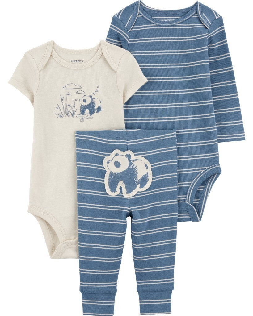 Conjunto de 3 piezas pañalero y pantalón - Panda