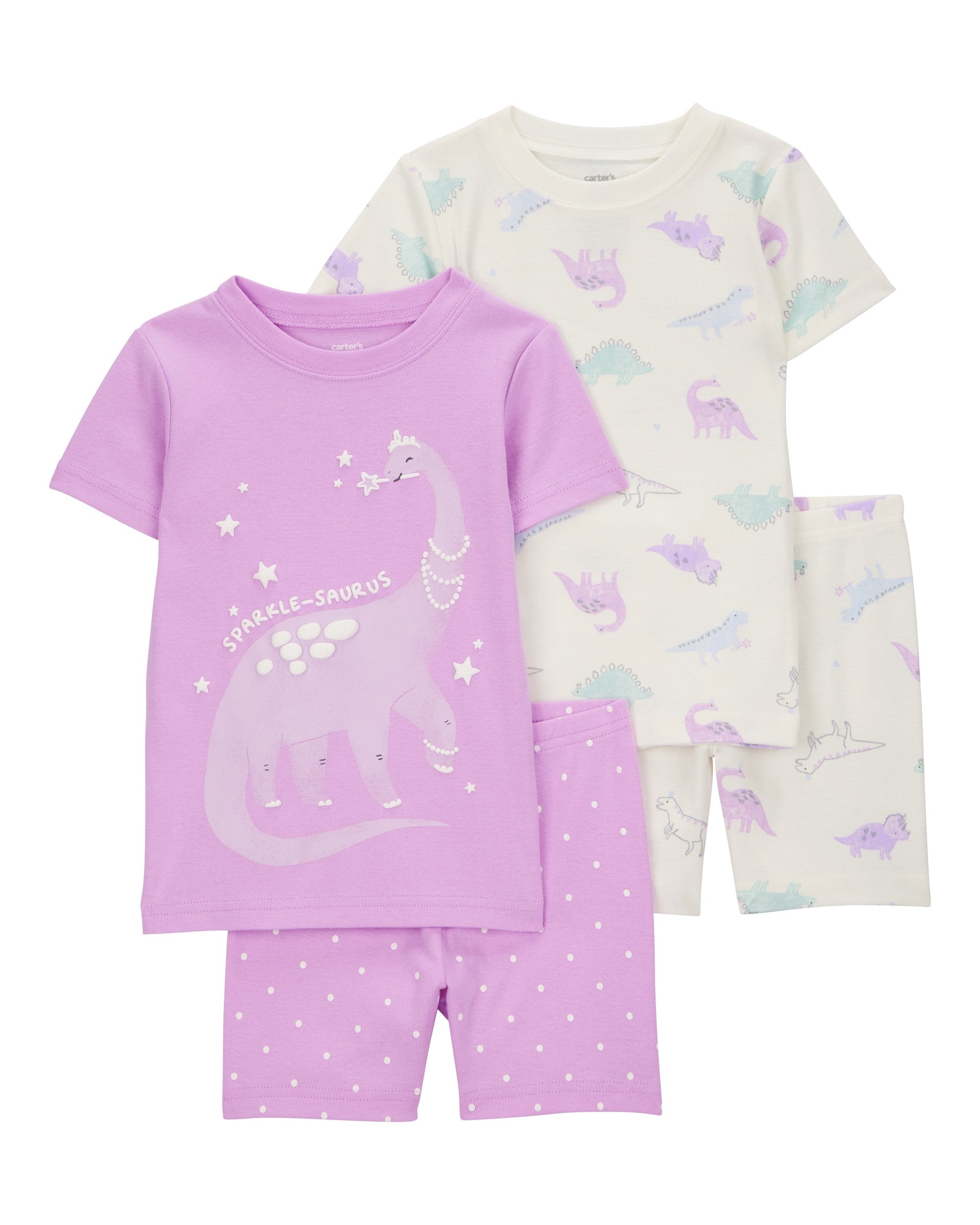 Pijama de 4 piezas de algodón de ajuste perfecto - Dinosaurio