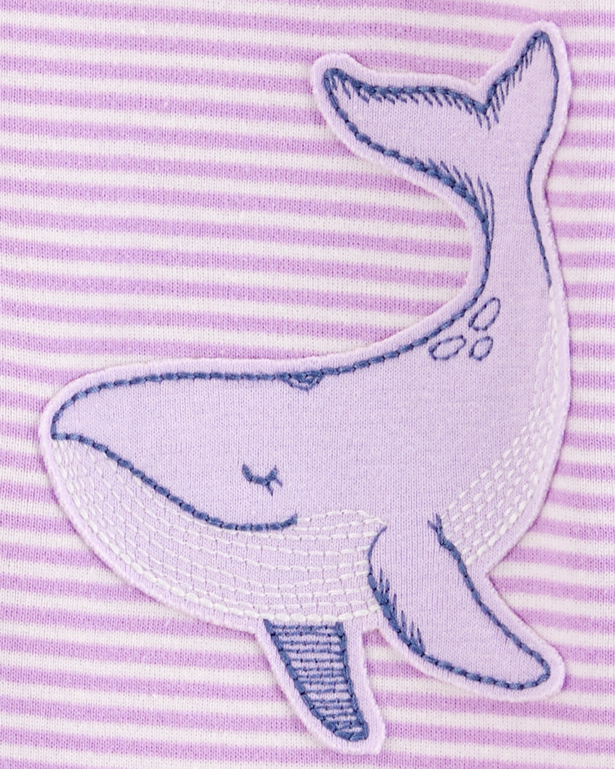 Pijama de Algodón De Ajuste Perfecto - Ballena Rayas - Lila