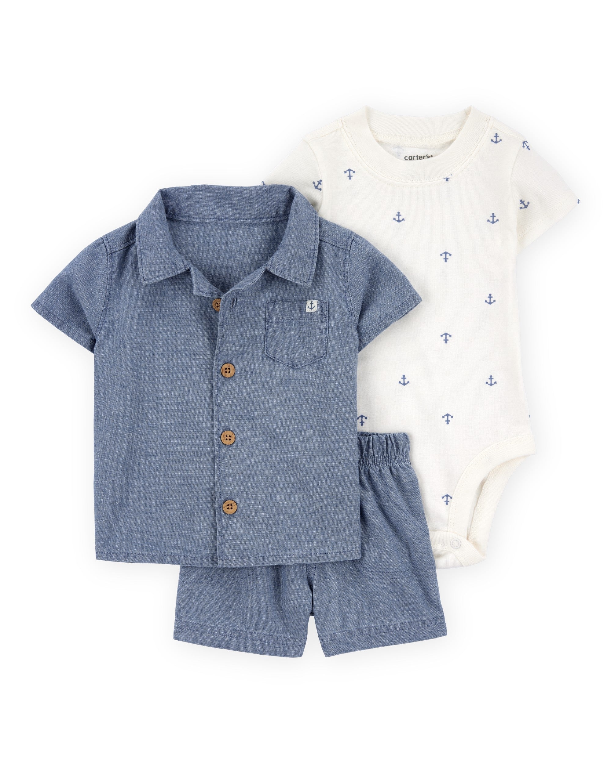 Conjunto de 3 piezas estilo chambray - Ancla