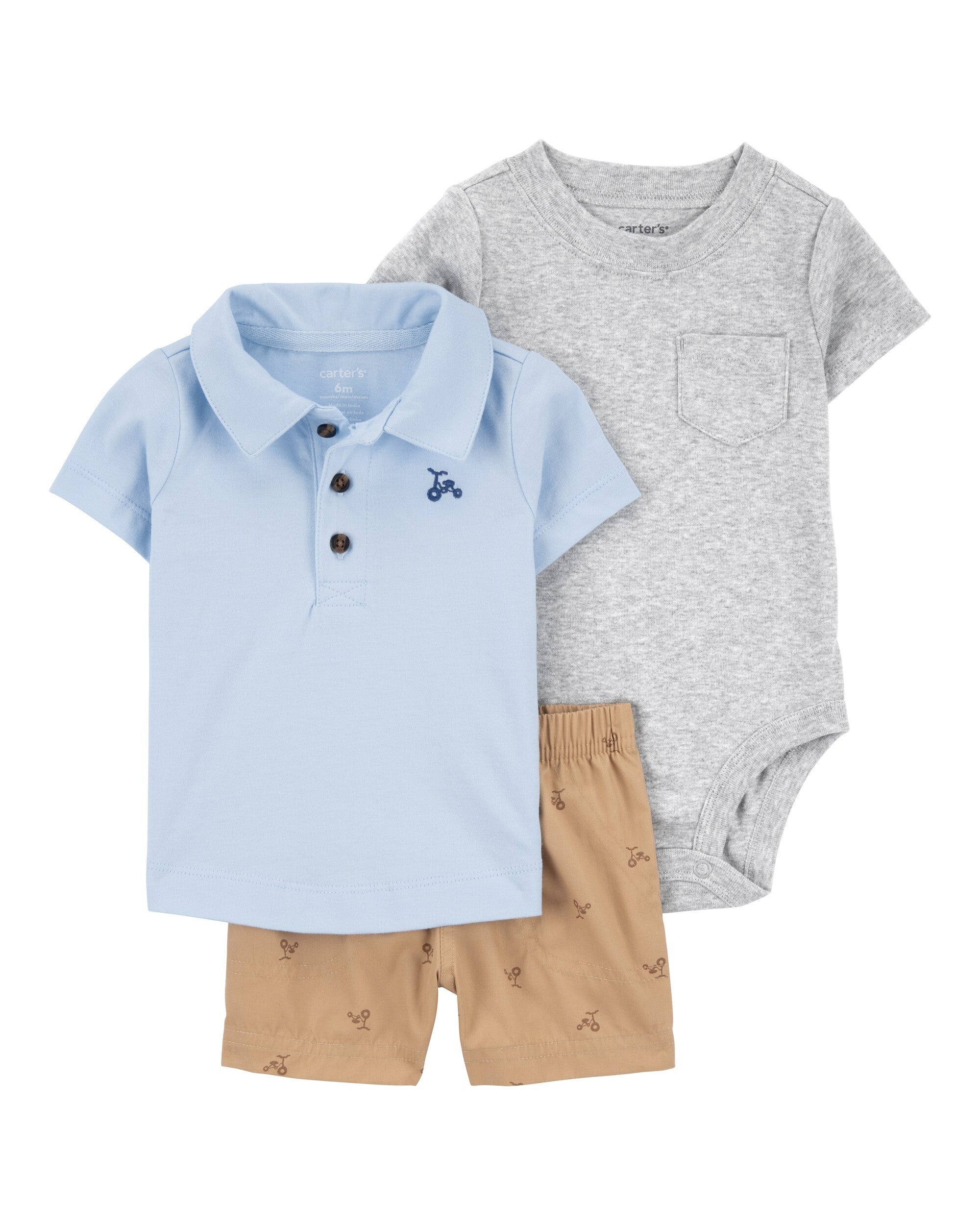 Conjunto de 3 piezas con shorts - Polo - Azul