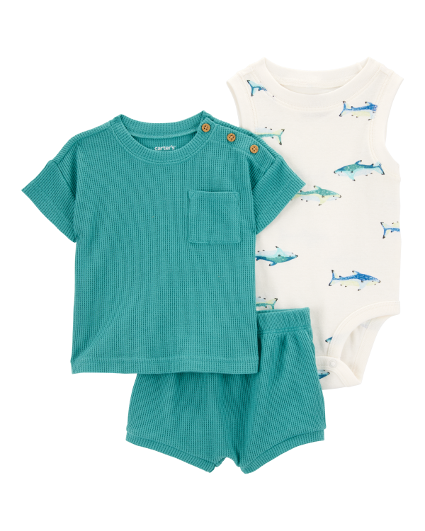 Conjunto de 3 piezas con shorts - Tiburón