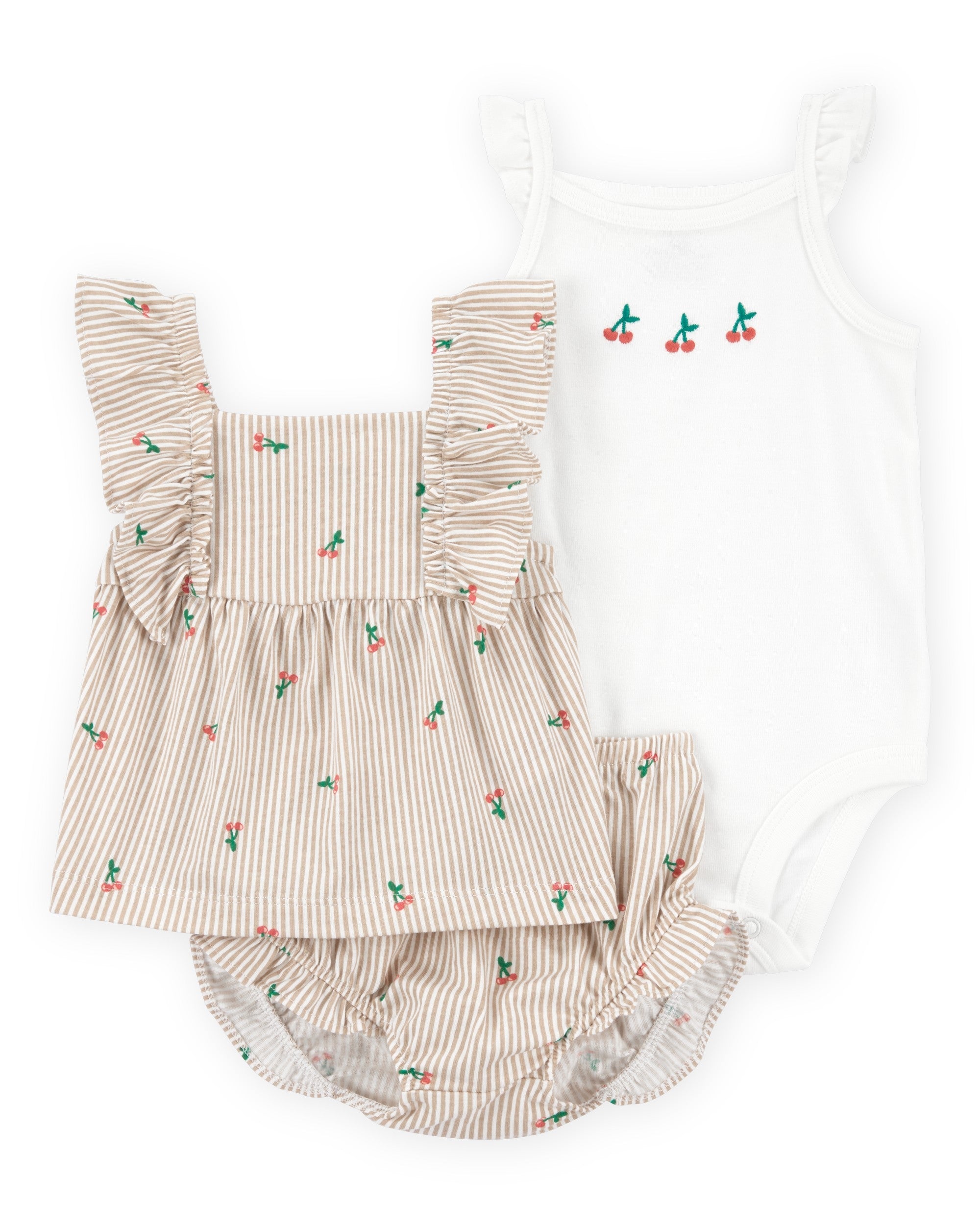 Conjunto de 3 piezas con shorts - Cerezas