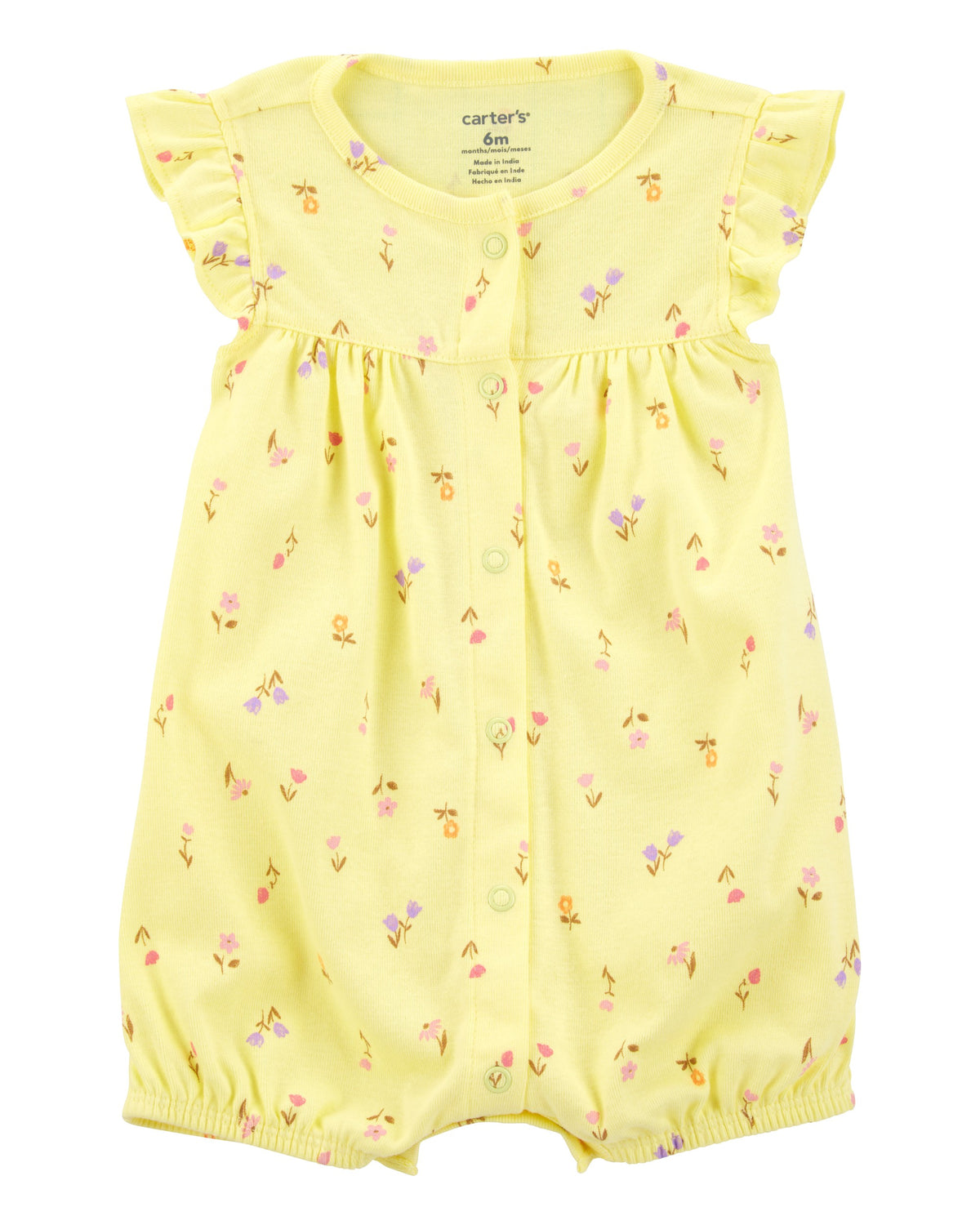 Romper De Manga Corta con Estampado Floral - Amarillo