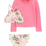 Traje De Baño De 3 Piezas - Flores