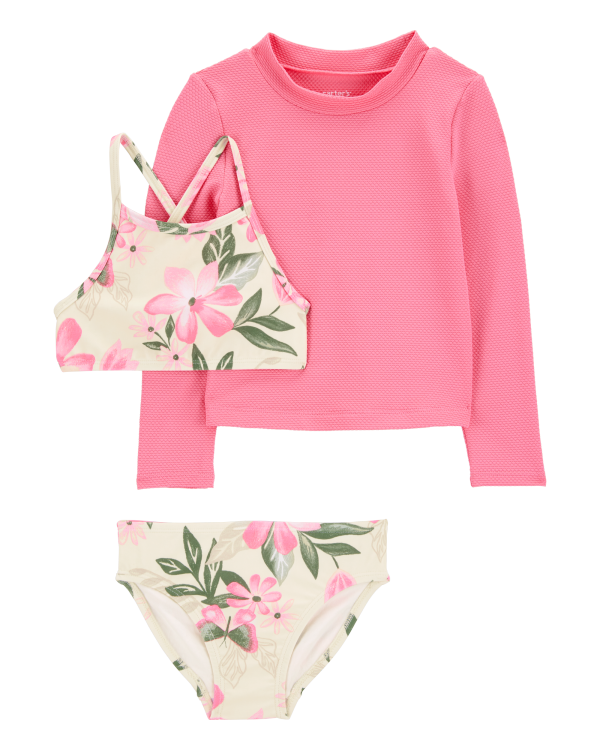 Traje De Baño De 3 Piezas - Flores