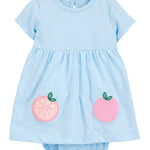 Vestido Pañalero - Durazno - Azul