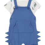 Conjunto de 2 piezas overol corto - Dinosaurio - Azul