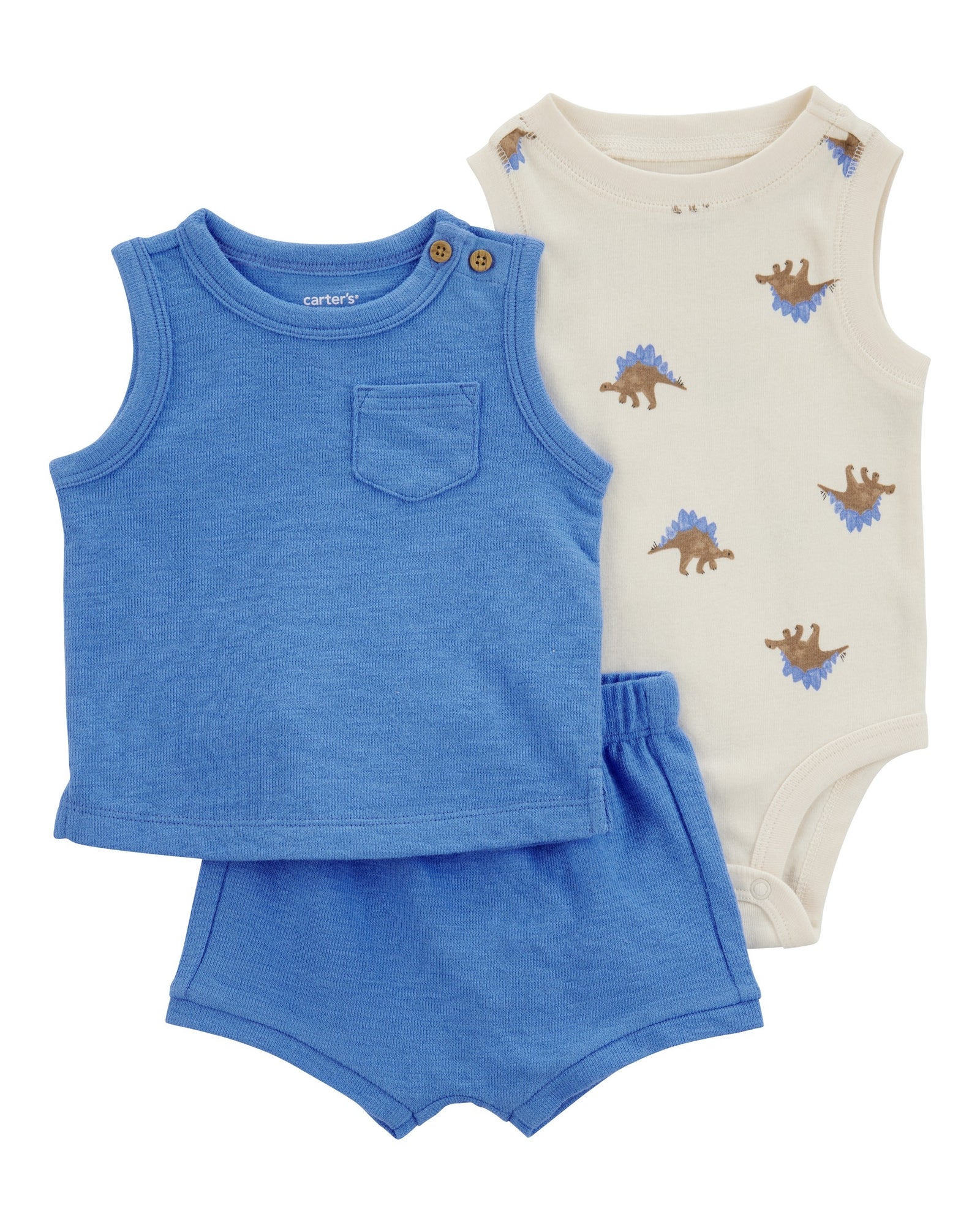 Conjunto de 3 piezas con shorts - Dinosaurios