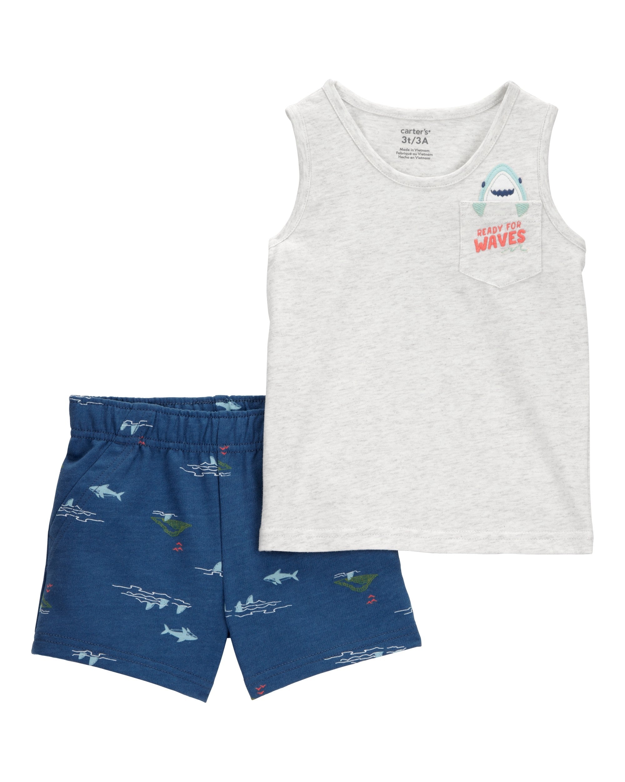 Conjunto de 2 piezas camisa y shorts - Tiburón - Azul
