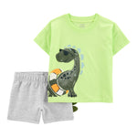 Conjunto de 2 piezas camisa y shorts - dinosaurios - verde