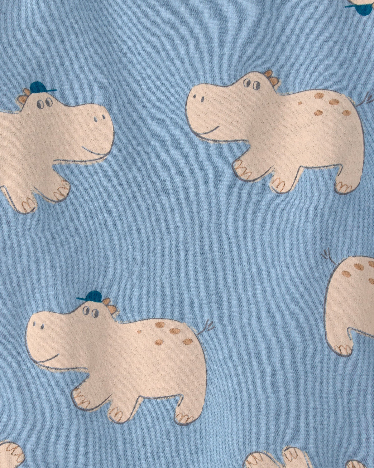 Romper De Manga Corta Con Estampado De Hipos - Azul