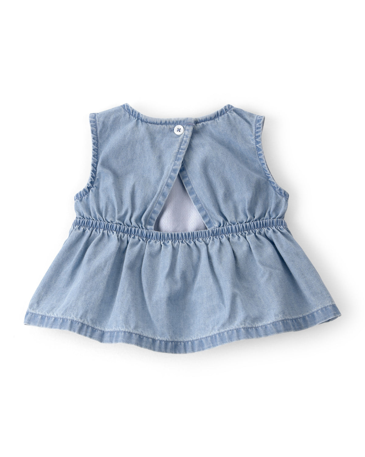 Conjunto De 3 Piezas Chambray Con Pañalero Y Blusa Cerezas - Azul