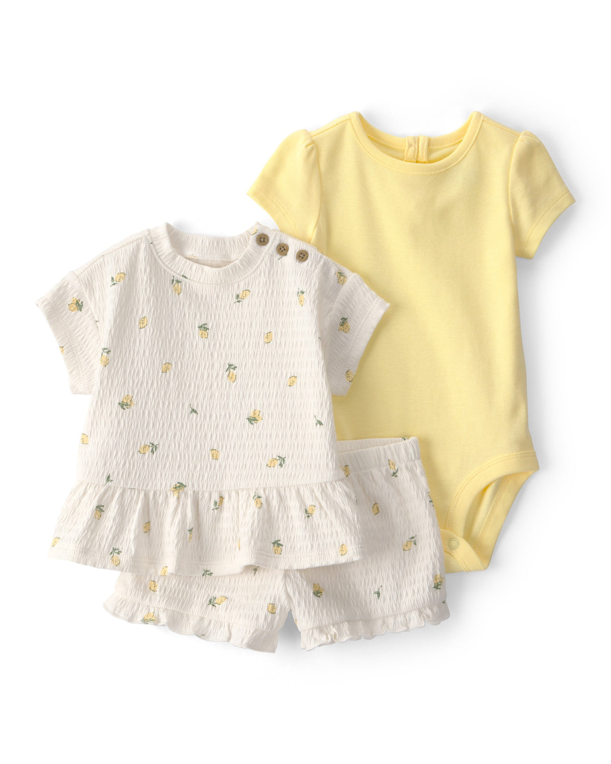 Conjunto De 3 Piezas Pañalero, Playera Y Short De Limones - Multi