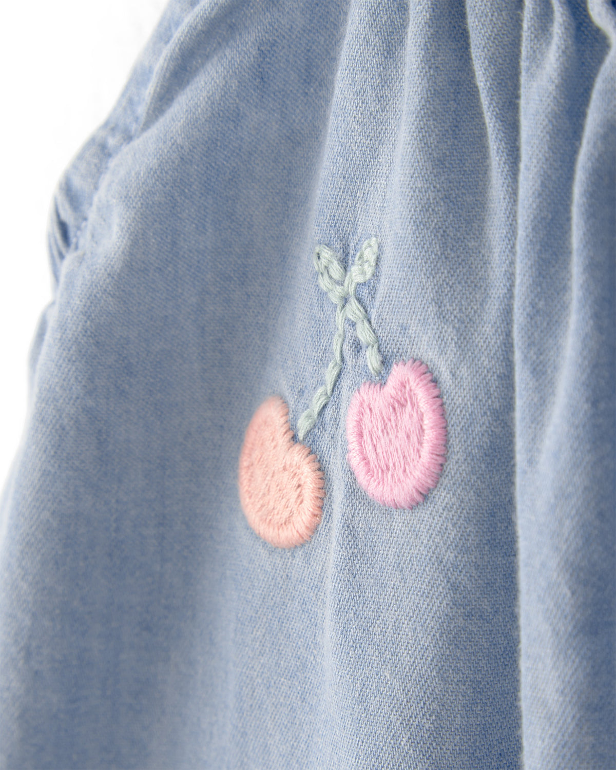 Jumpsuit Sin Mangas De Chambray Con Bordados - Azul