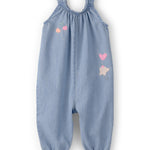 Jumpsuit Sin Mangas De Chambray Con Bordados - Azul