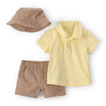 Conjunto De 3 Piezas Con Playera, Gorro Y Short - Amarillo