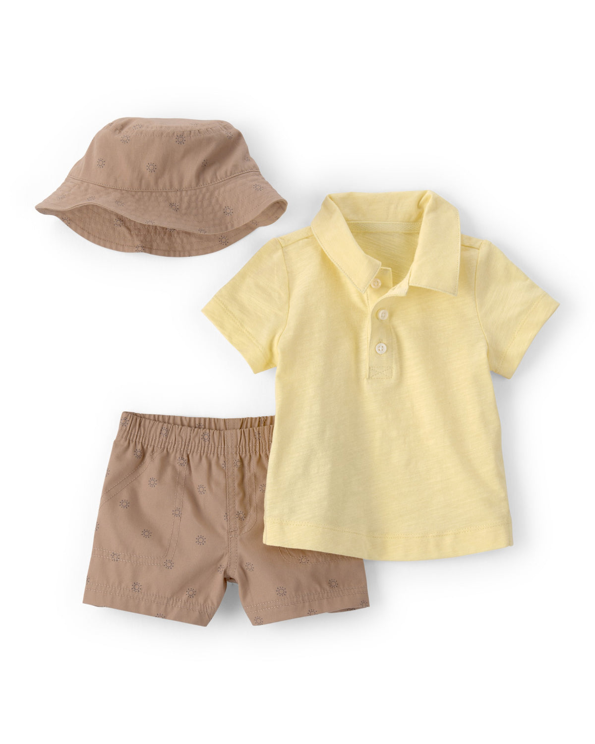 Conjunto De 3 Piezas Con Playera, Gorro Y Short - Amarillo