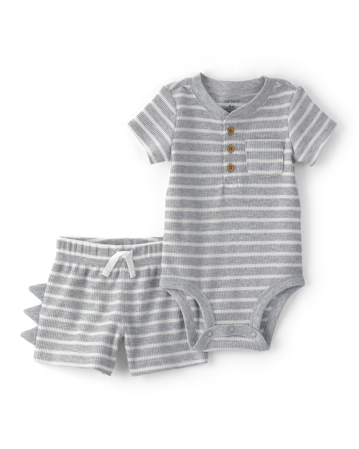 Conjunto De 2 Piezas Con Pañalero Y Short Dinosaurio - Gris