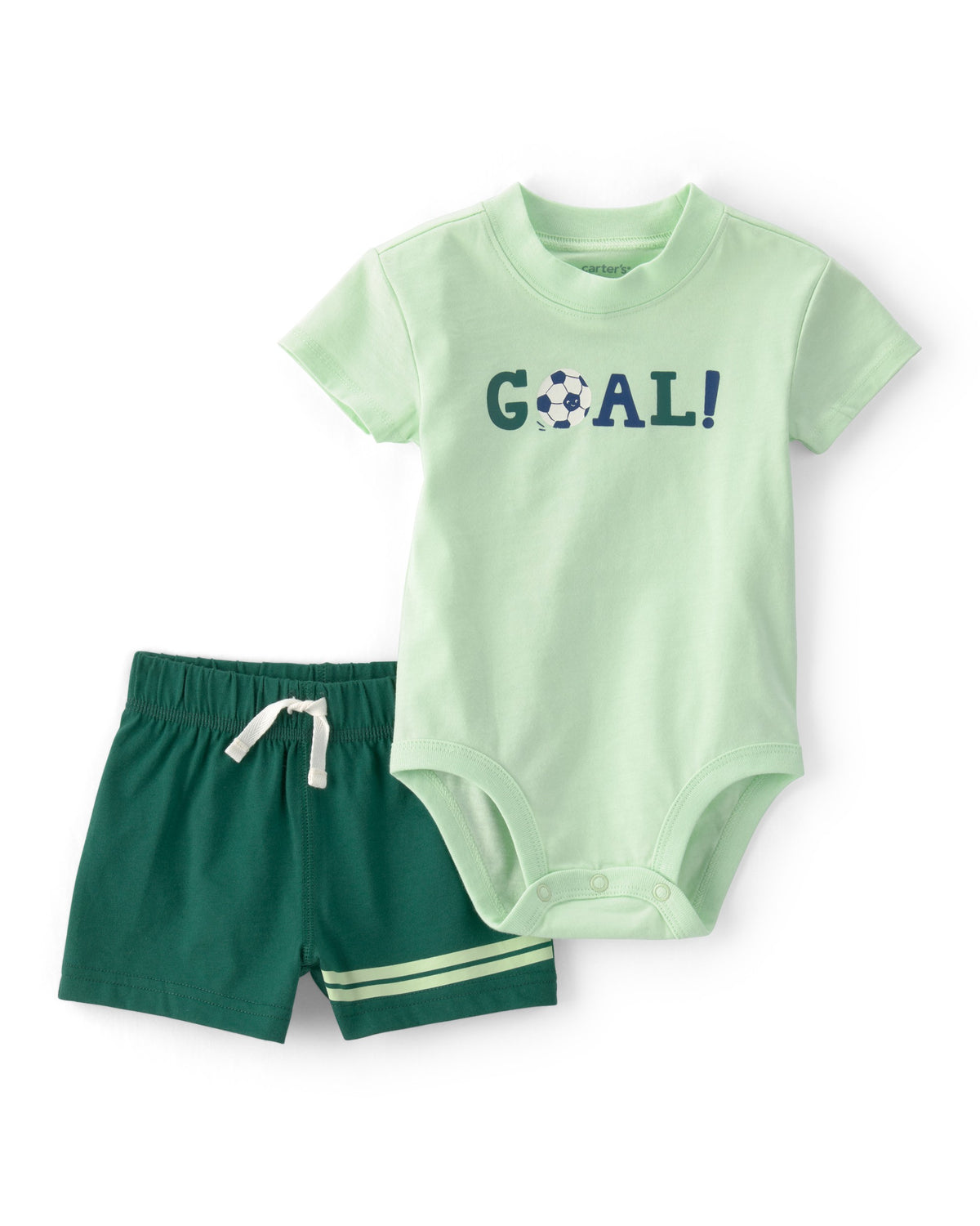 Conjunto De 2 Piezas Con Pañalero Y Short Estampado Futból - Verde