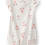 Romper De Manga Corta Con Camiones De Helado - Blanco