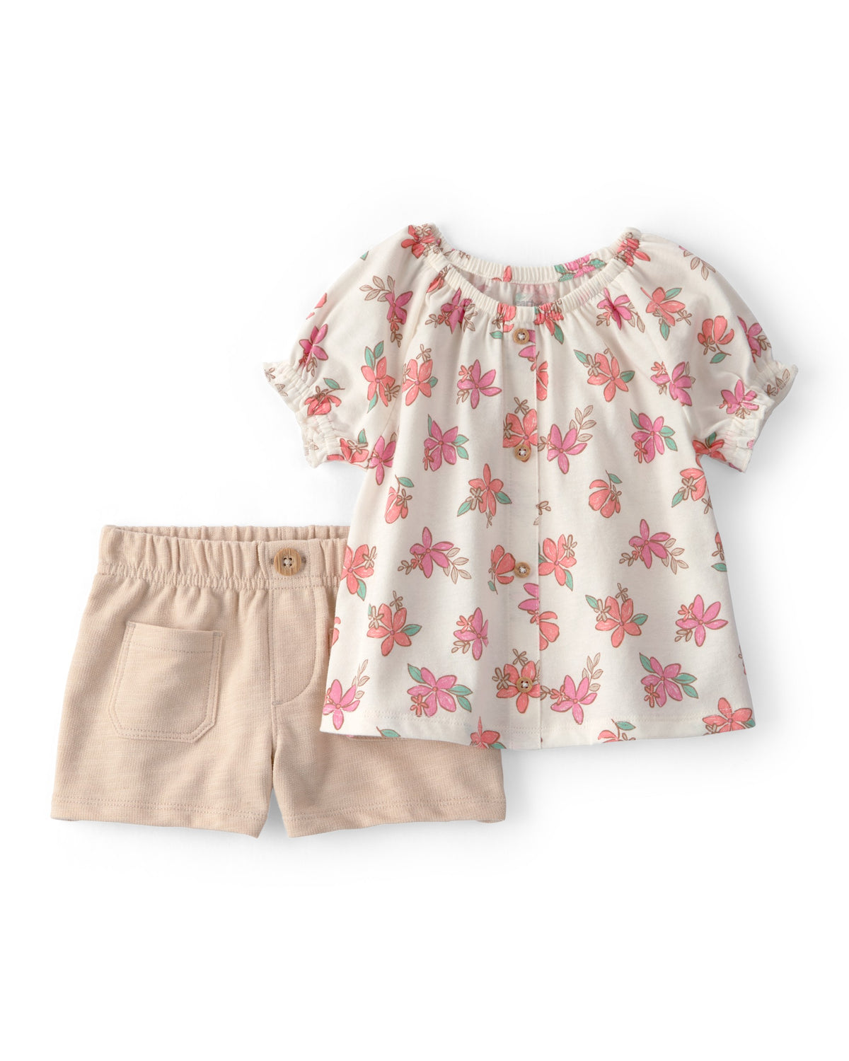 Conjunto De 2 Piezas De Playera Y Short Floral  - Multi