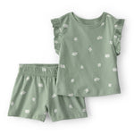 Conjunto De 2 Piezas De Playera Y Short Floral Verde - Multi