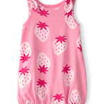 Romper Sin Mangas Con Estampado De Fresas - Rosa