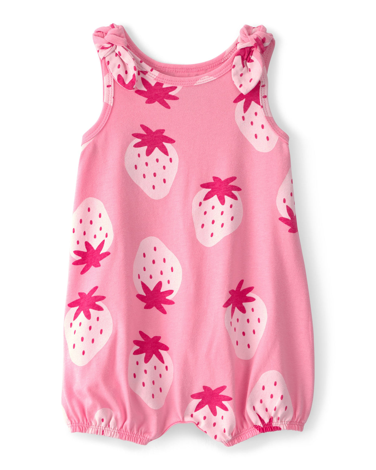 Romper Sin Mangas Con Estampado De Fresas - Rosa