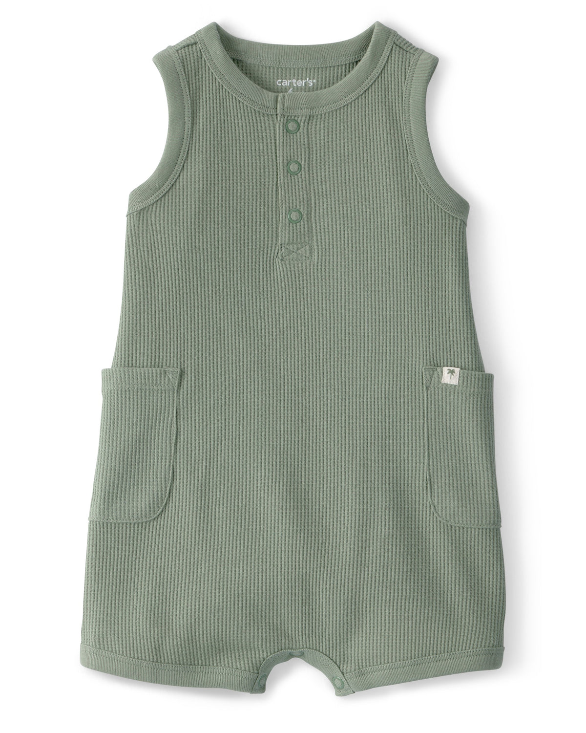 Romper Sin Mangas De Punto Gofrado - Verde