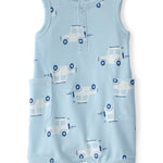 Romper Sin Mangas De Punto Gofrado De Cochecitos - Azul