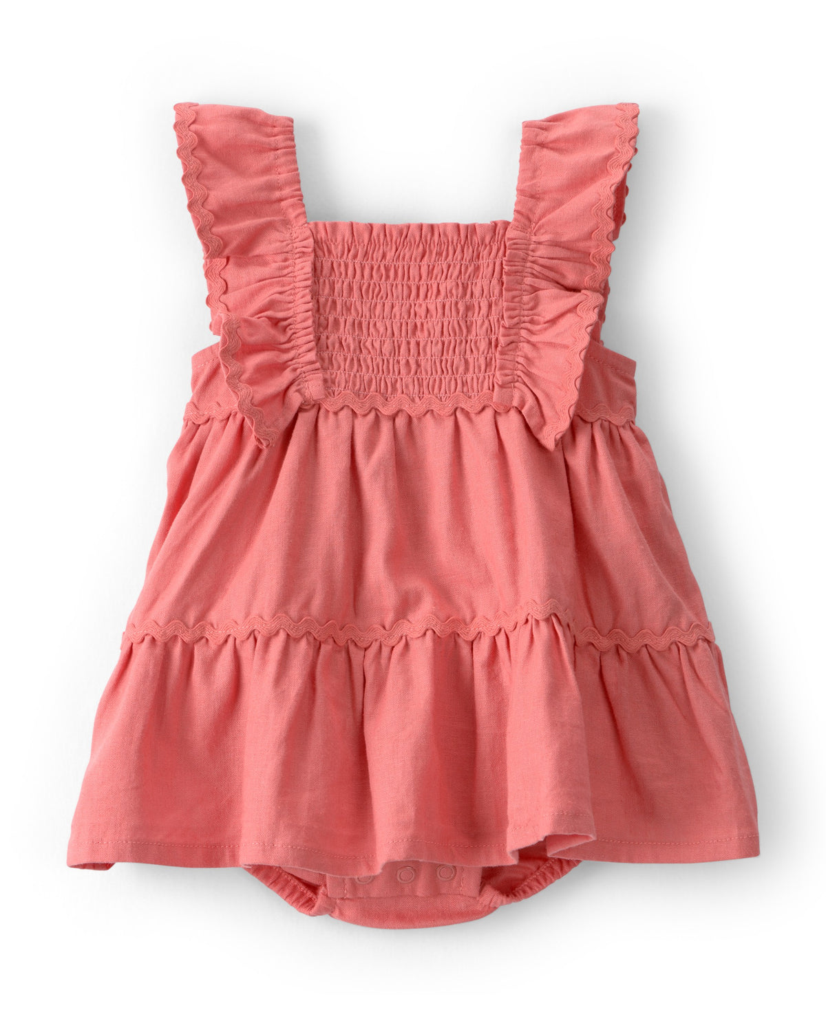 Vestido Con Cubrepañal De Olanes Sin Mangas - Rosa