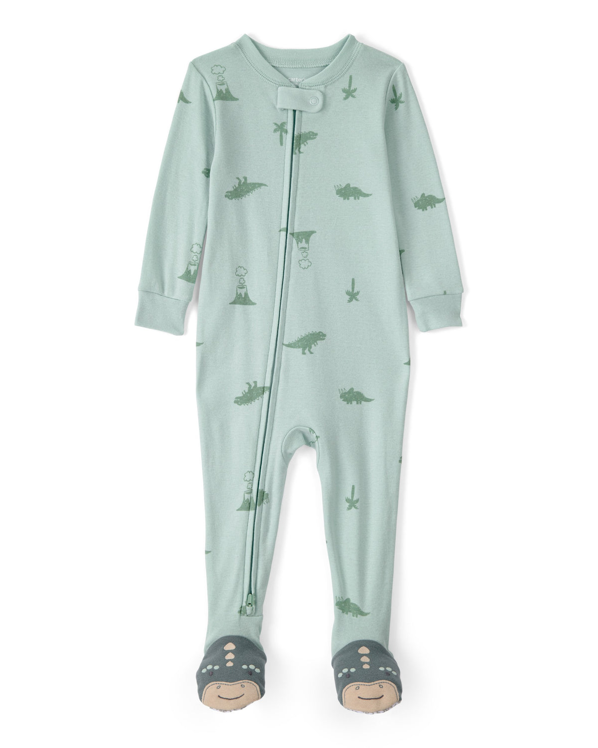 Pijama De Algodón De Ajuste Ceñido Con Dinosaurio Verde - Multi