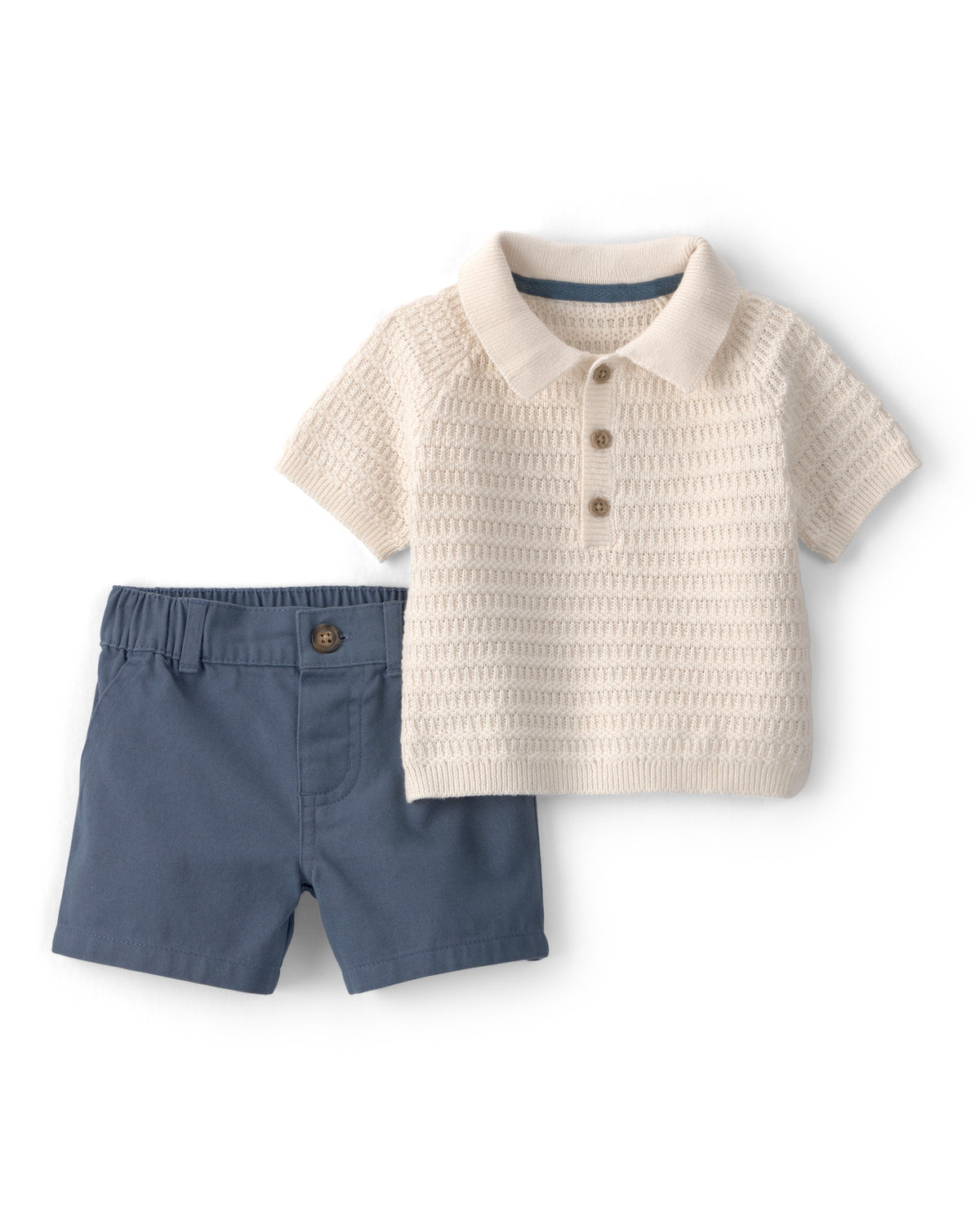 Conjunto De 2 Piezas Con Camisa Y Short - Blanco