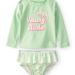 Traje de Baño de 2 Piezas con Rashguard 'Vacay Mode' - Verde