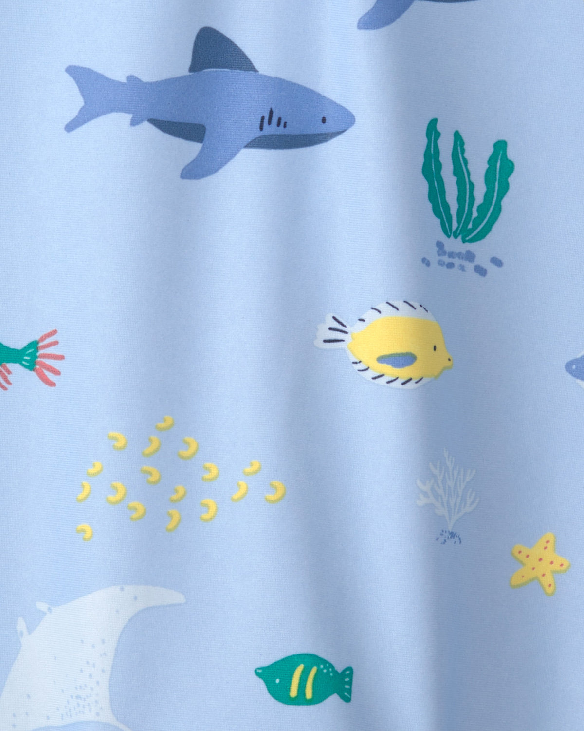 Traje De Baño De 1 Pieza De Protección Solar Con Peces Azul - Multi