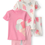 Pijama De 4 Piezas 100% Algodón De Ajuste Ceñido Y Helados - Multi