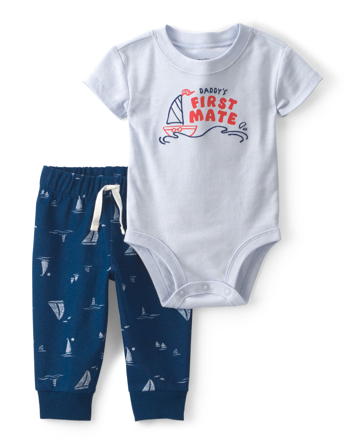 Conjunto de Pañalero y Pantalón 'Daddy's First Mate' - Azul