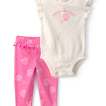 Conjunto de Pañalero y Pantalón 'Mommy's Mini Treasure' - Rosado/Marfil