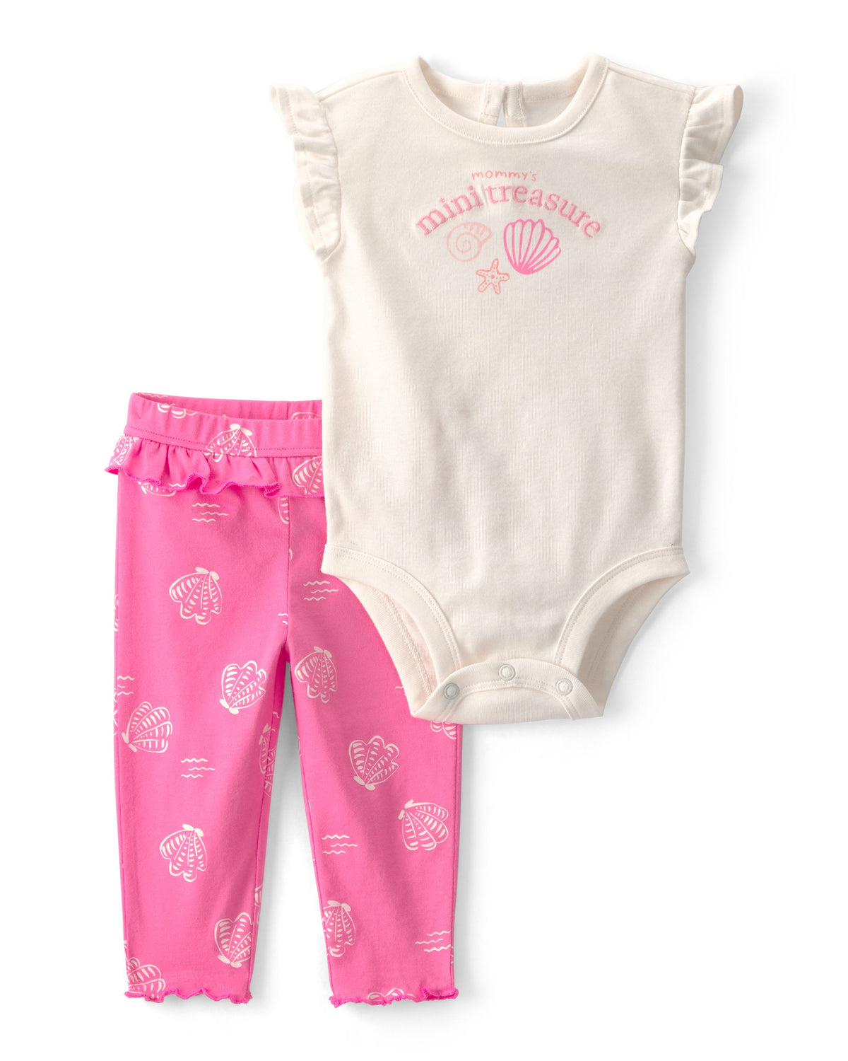 Conjunto de Pañalero y Pantalón 'Mommy's Mini Treasure' - Rosado/Marfil