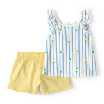 Conjunto de Blusa y Short a Rayas de Limones - Amarillo/Azul/Blanco