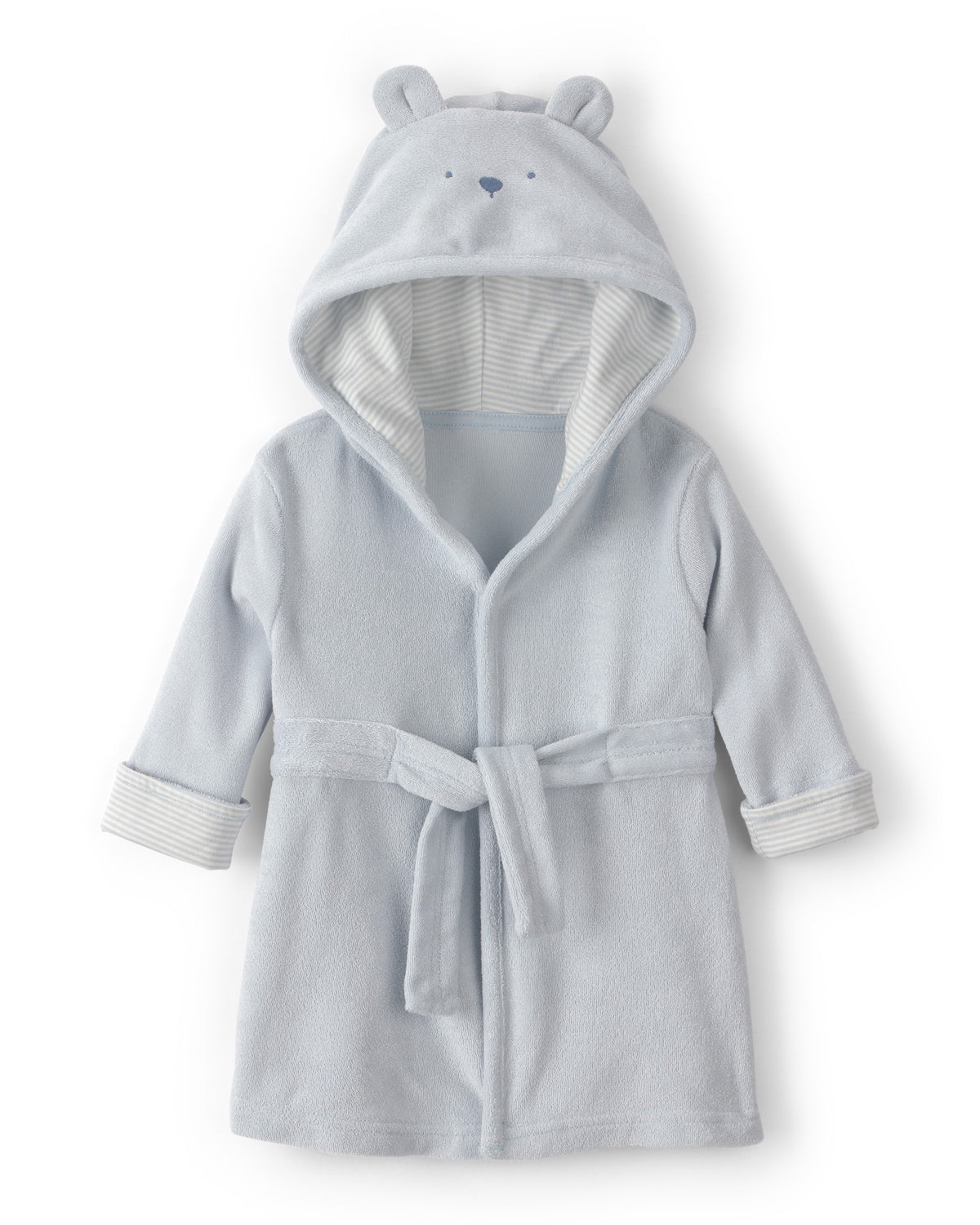 Bata de Felpa Francesa con Capucha de Oso en Azul
